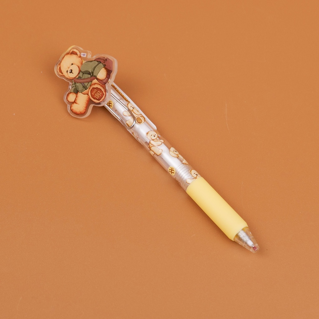 TEDDY ISLAND Series    Beige Sticker Gel Pen - Blue Core