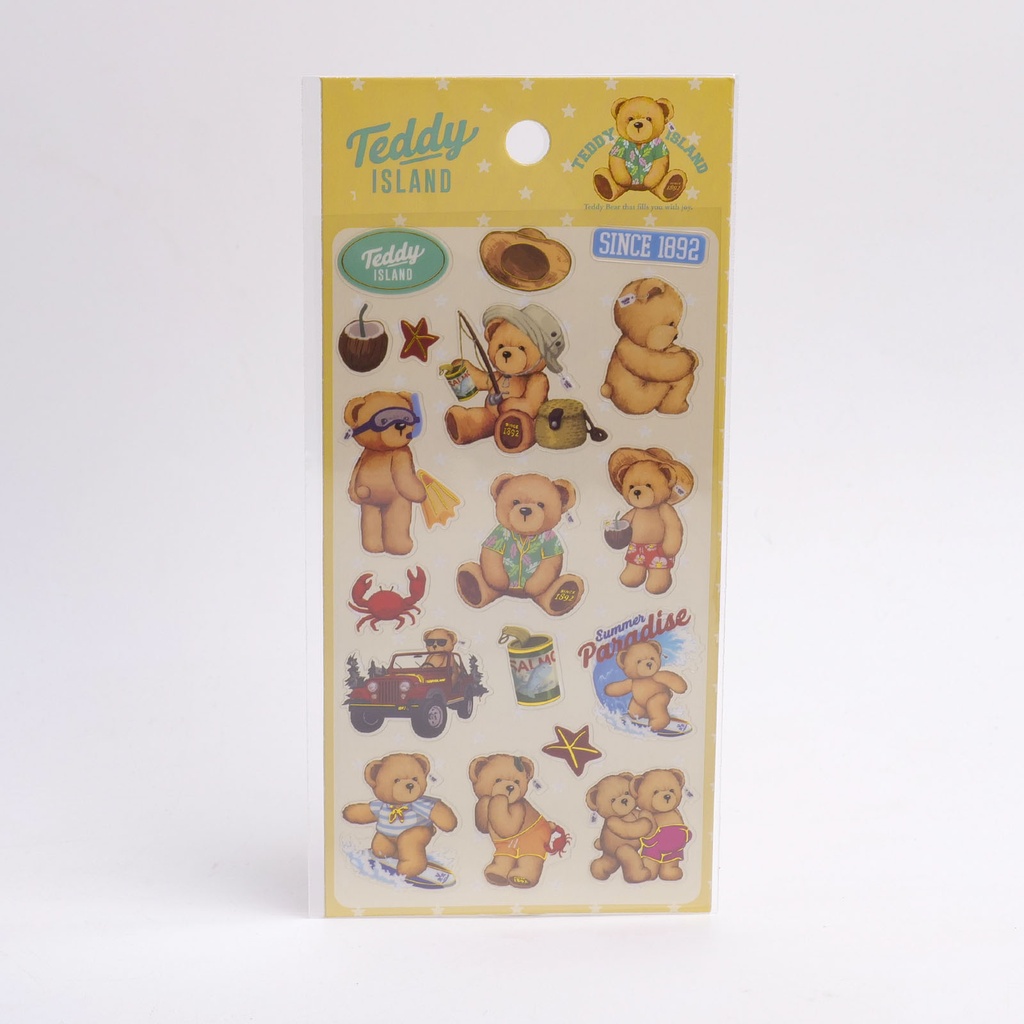 TEDDY ISLAND Series Hot Foil Sticker (Yellow + Pink)