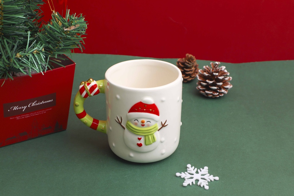 Christmas Series - Green-handled Snowman Mug 470ml