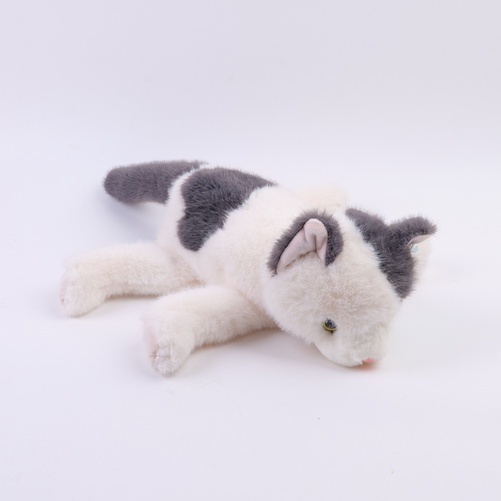 Lucky Grey Soothing Cat plush doll -25cm(Plastic Eyeball)