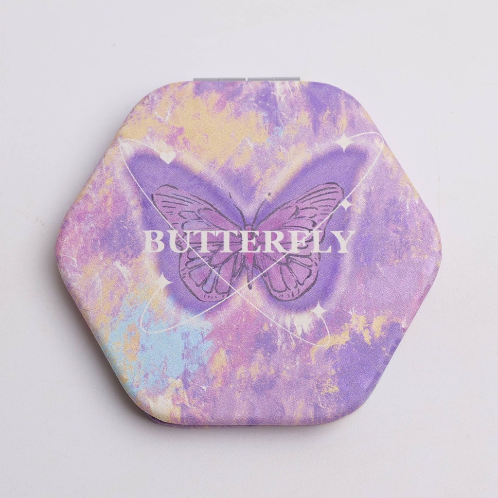 Oil Painting Butterfly Hexagonal Flocking Fashion Mirror
