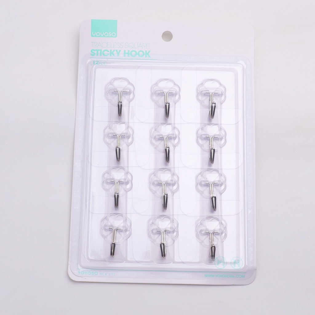 Traceless square sticky hook 12pcs set