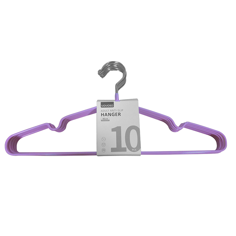 Metal dipping non-slip adult hanger-Pack of 10pcs-pink