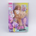 QJ158D 11-joint khaki plush headband girl doll-38cm