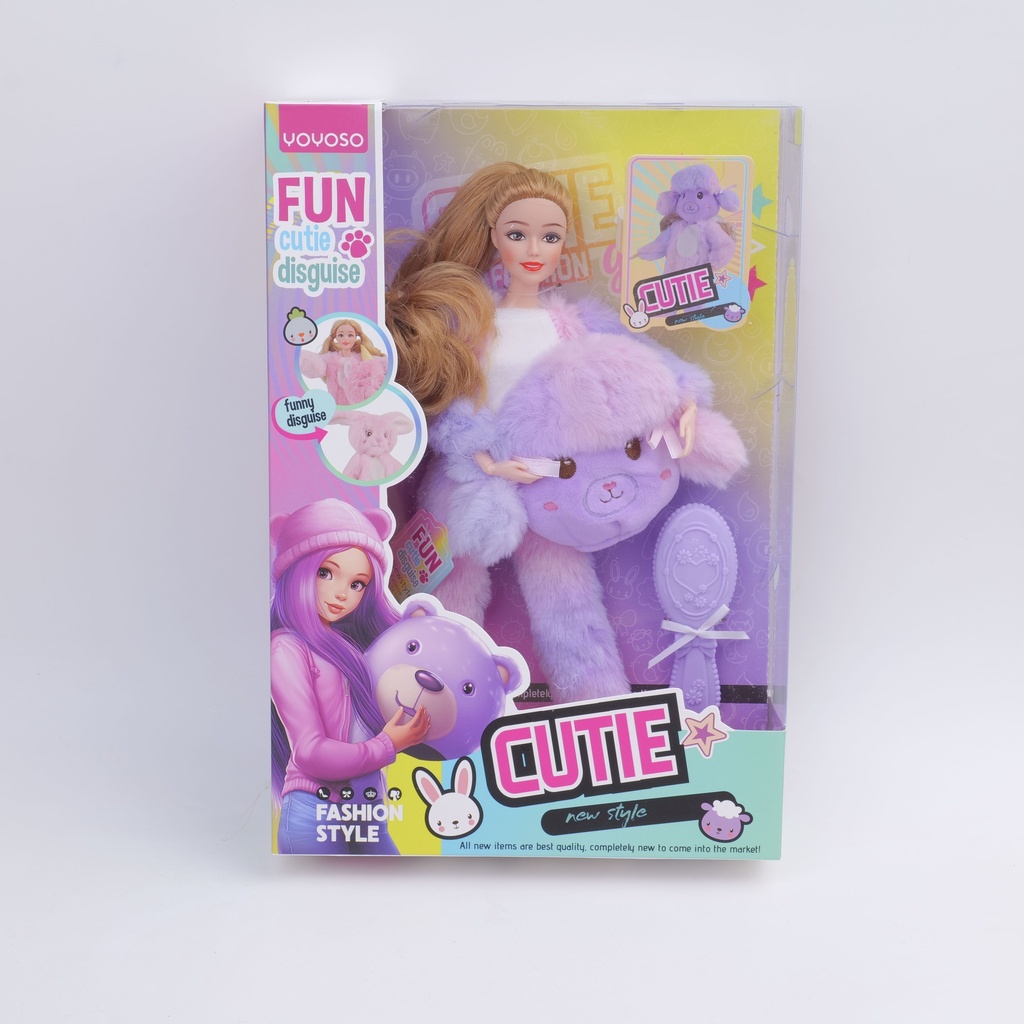 QJ158A 11-joint Purple plush headband girl doll-38cm