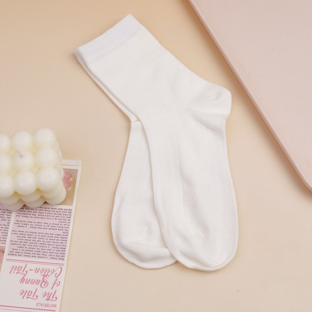 Three Pairs of Ladies' Mid-calf Socks with White Wide Stripes