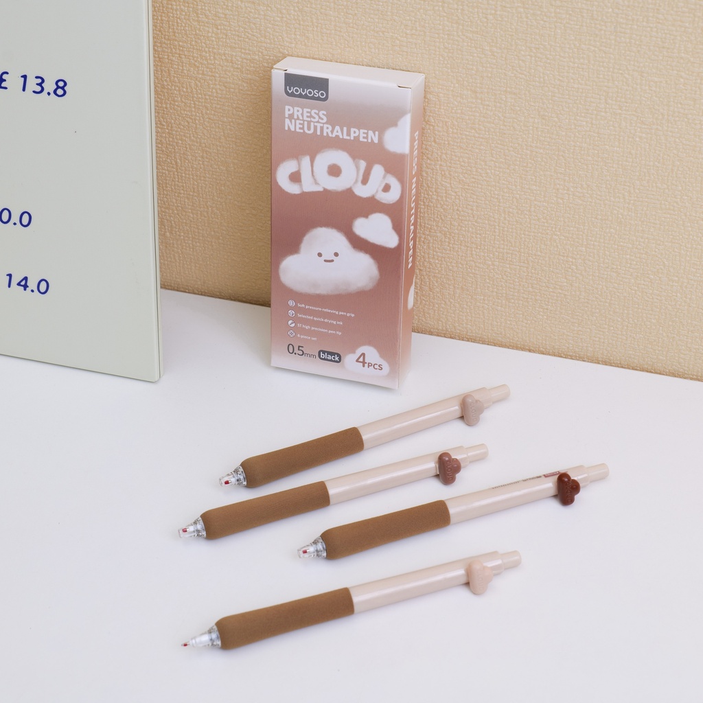 Cloud Top Coffee Press Neutral Pen 4PCS Black Core