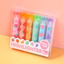 Fruit flavored candy double-end highlighter 6pcs