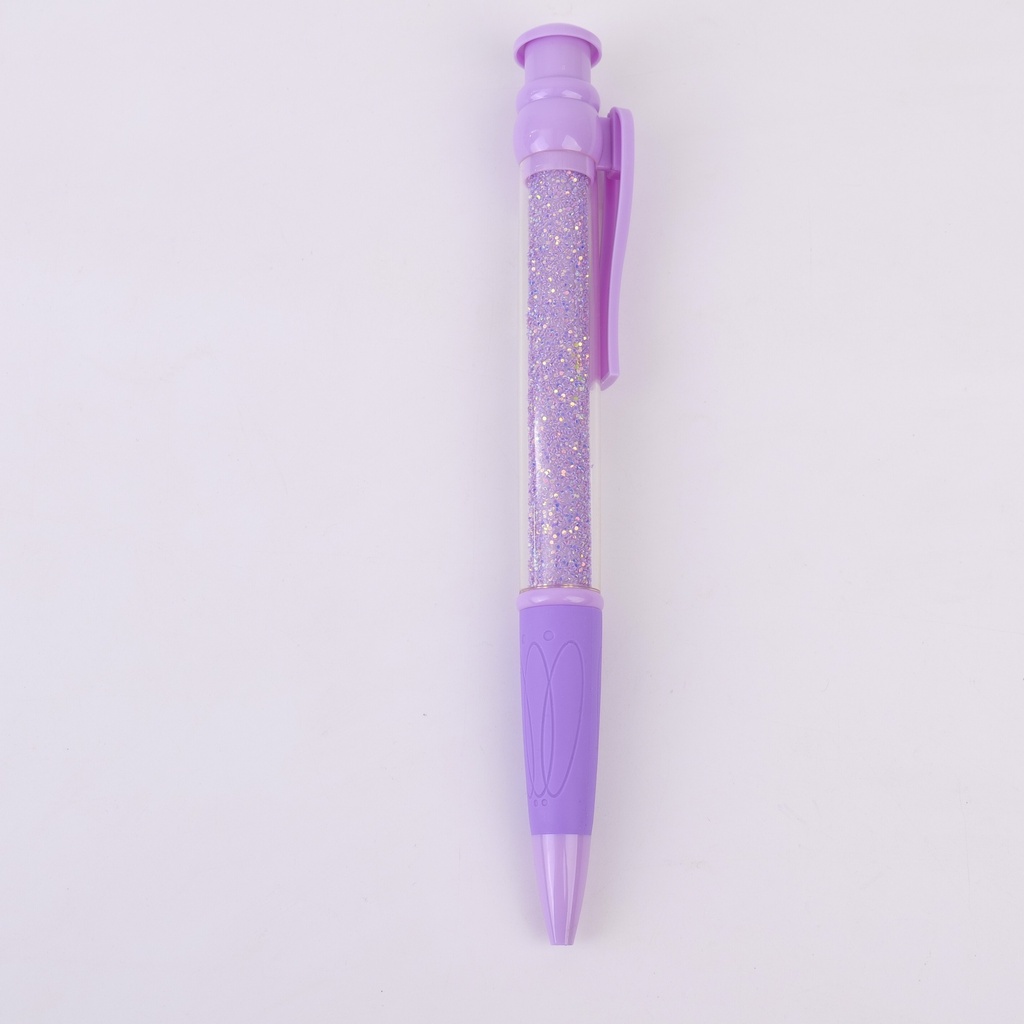 Purple Super-large Glitter Click Pen - Black Ink