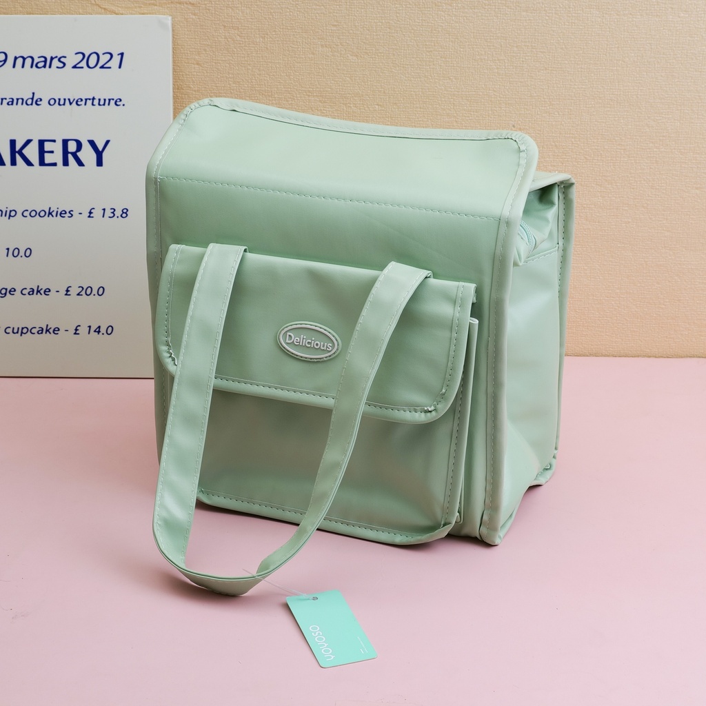 Insulated portable bento bag - green