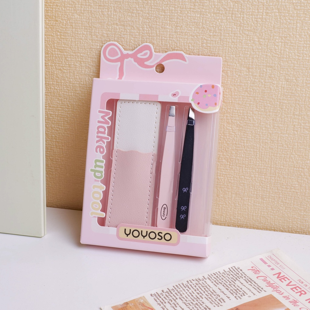 Flat-mouth + Diagonal-mouth Eyebrow Tweezer Set