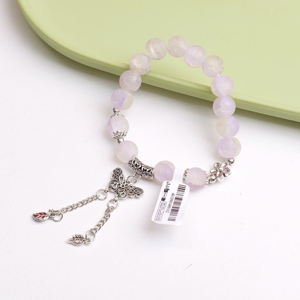 Matte Beaded Butterfly Bracelet - Purple