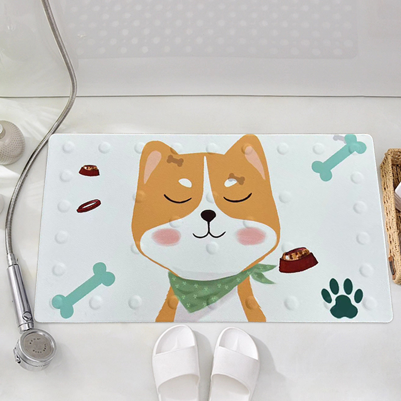 Litchi non-slip bathroom mat. - Cute dog