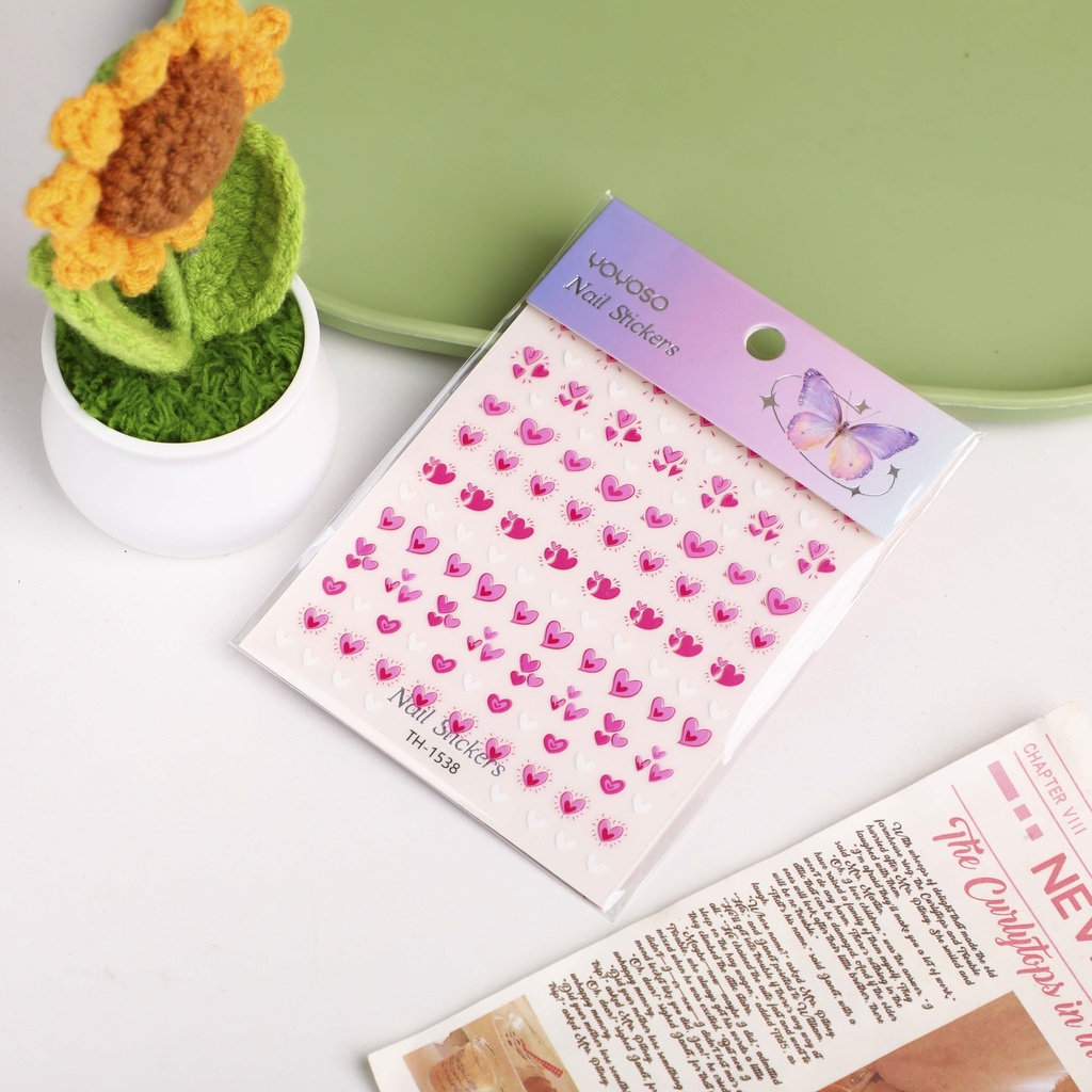 Pink Heart Reverie Nail Stickers