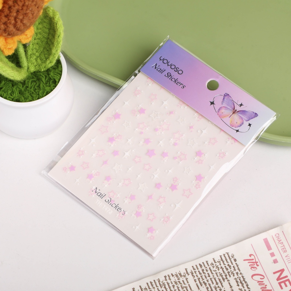 Starry Pink Fantasy Nail Stickers