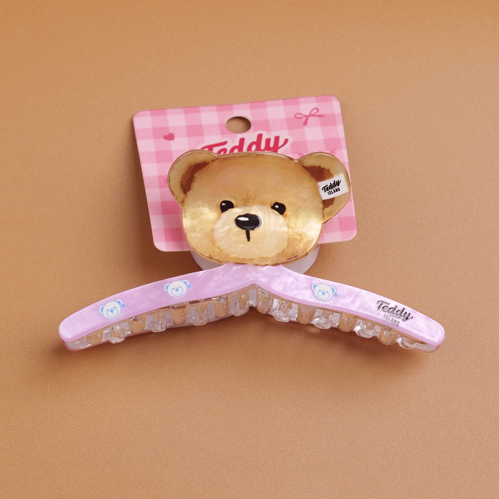 TEDDY ISLAND Series Bear Head Crisscross Acrylic Hair Claw