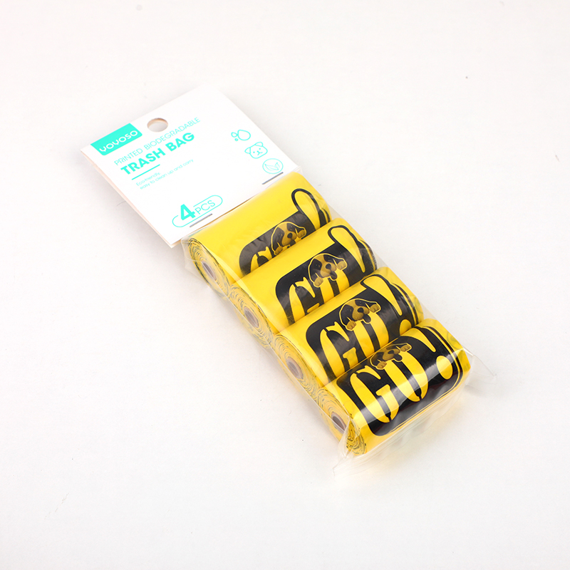 Printed biodegradable trash bag 4pcs-yel