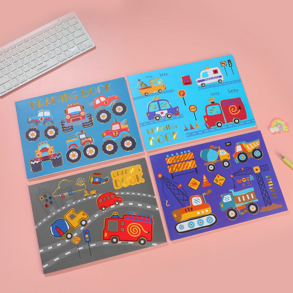 Cartoon Car Drawing Book A4 - 16pcs