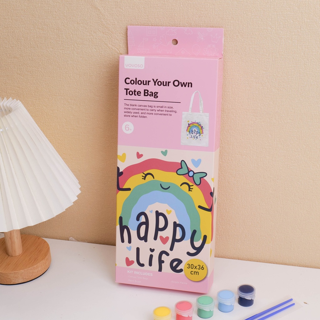 DIY Children Coloring Canvas Bag - Rainbow Pattern