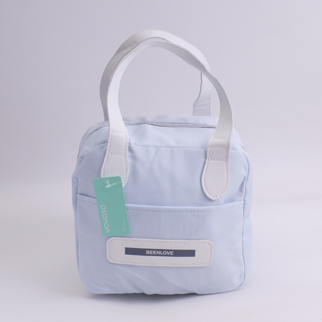 Smiley square lunch bag - blue