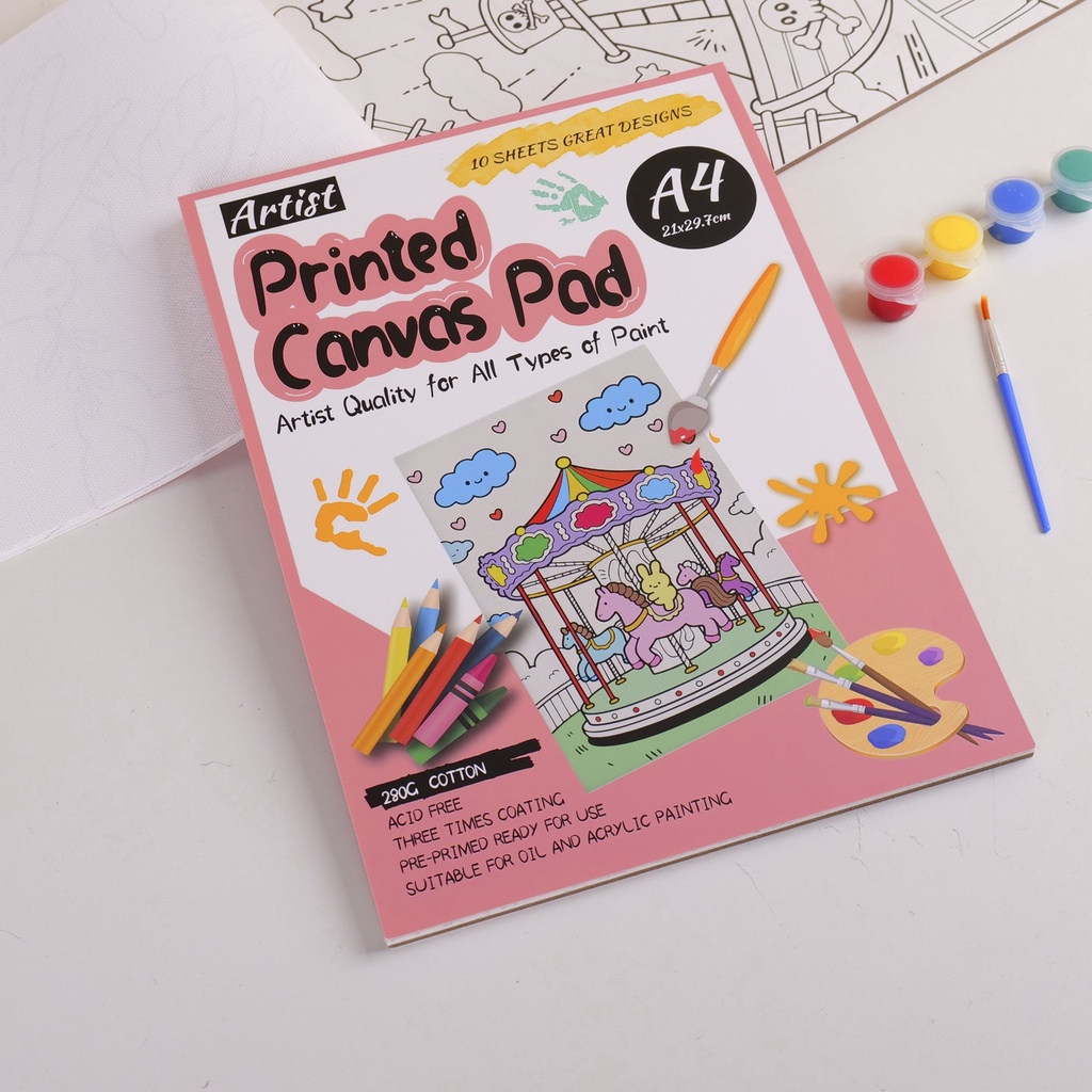 Carousel Bunny - A4 Canvas Coloring Book 10pcs