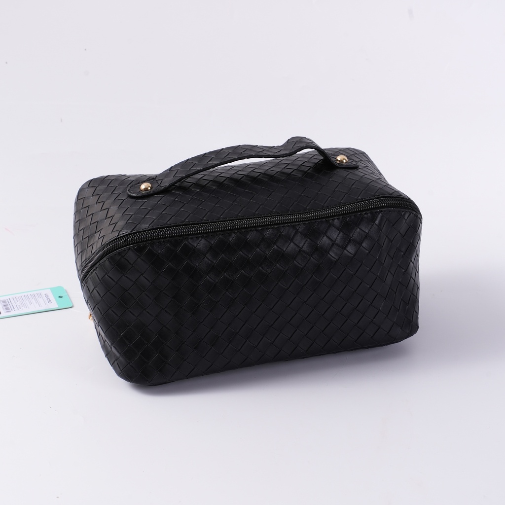 Woven Surface Multi-Functional Cosmetic Bag - Black