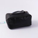 Woven Surface Multi-Functional Cosmetic Bag - Black