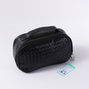 Woven Surface Square Multi-Functional Cosmetic Bag - Black
