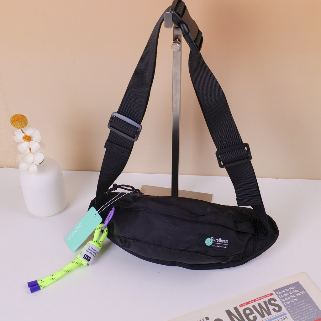 Smiley Lanyard Waist Bag - Black