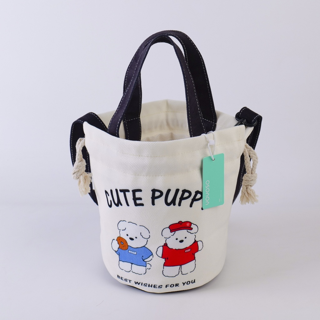 Bear Drawstring Bucket Bag
