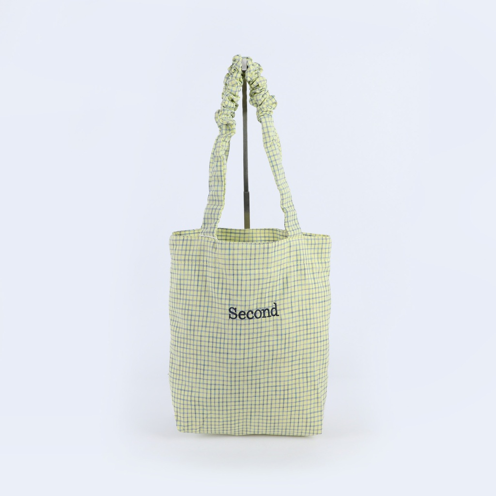 Minimalist Checkered Shopping Bag - Yellow
