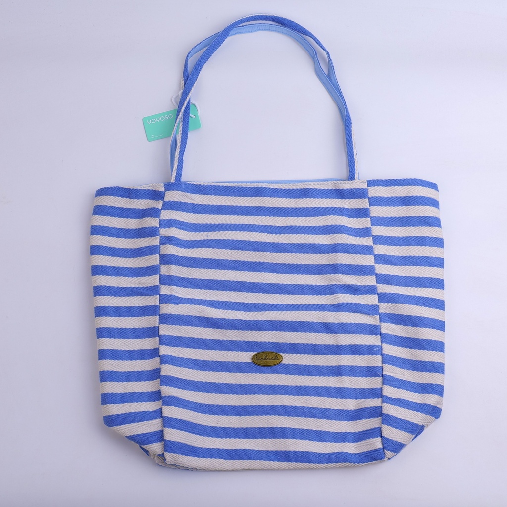 Reversible Striped Shoulder Bag - Light Blue