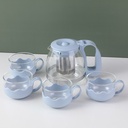 Light luxury glass teapot set-blue