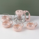 Light luxury glass teapot set-pink