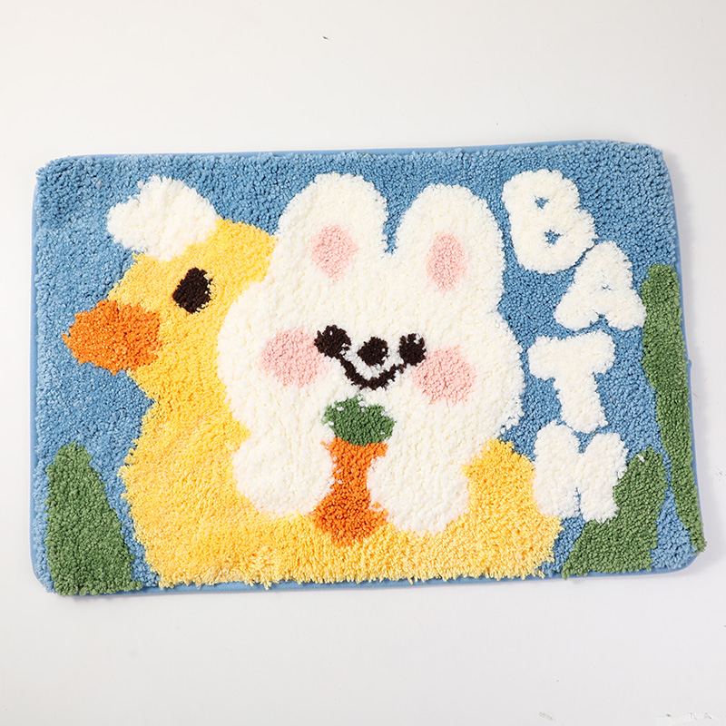 Soft white rabbit floor mat