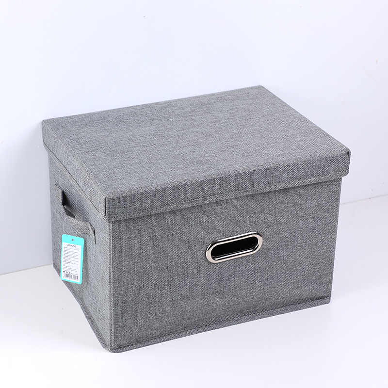 Cotton and linen storage box with lid-S