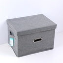 Cotton and linen storage box with lid-M