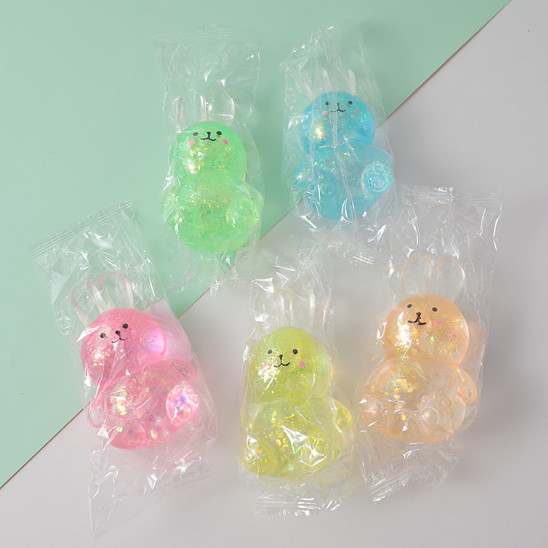 Cute rabbit glitter powder decompression