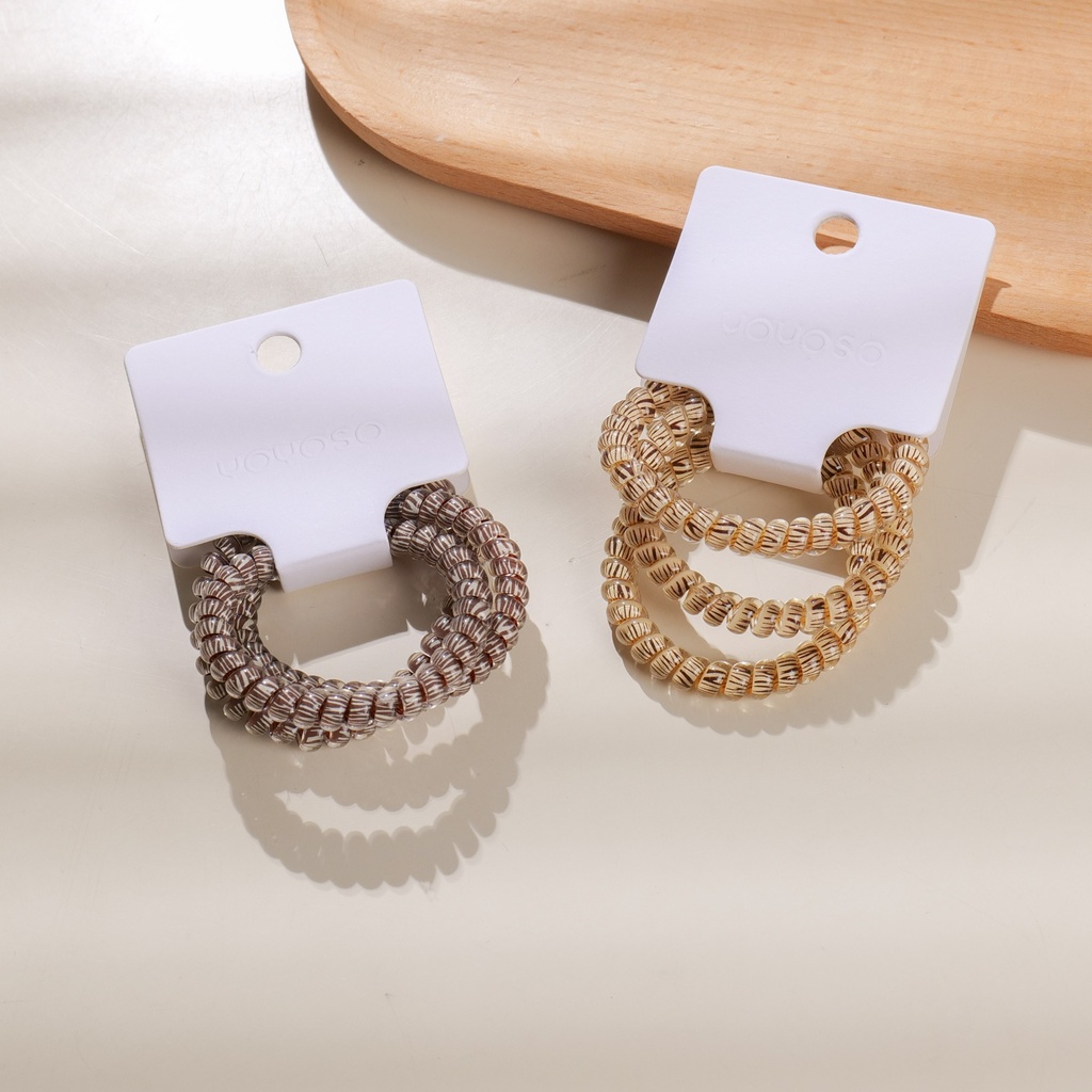 Patterned Slim Spiral Hair Ties – 3pcs