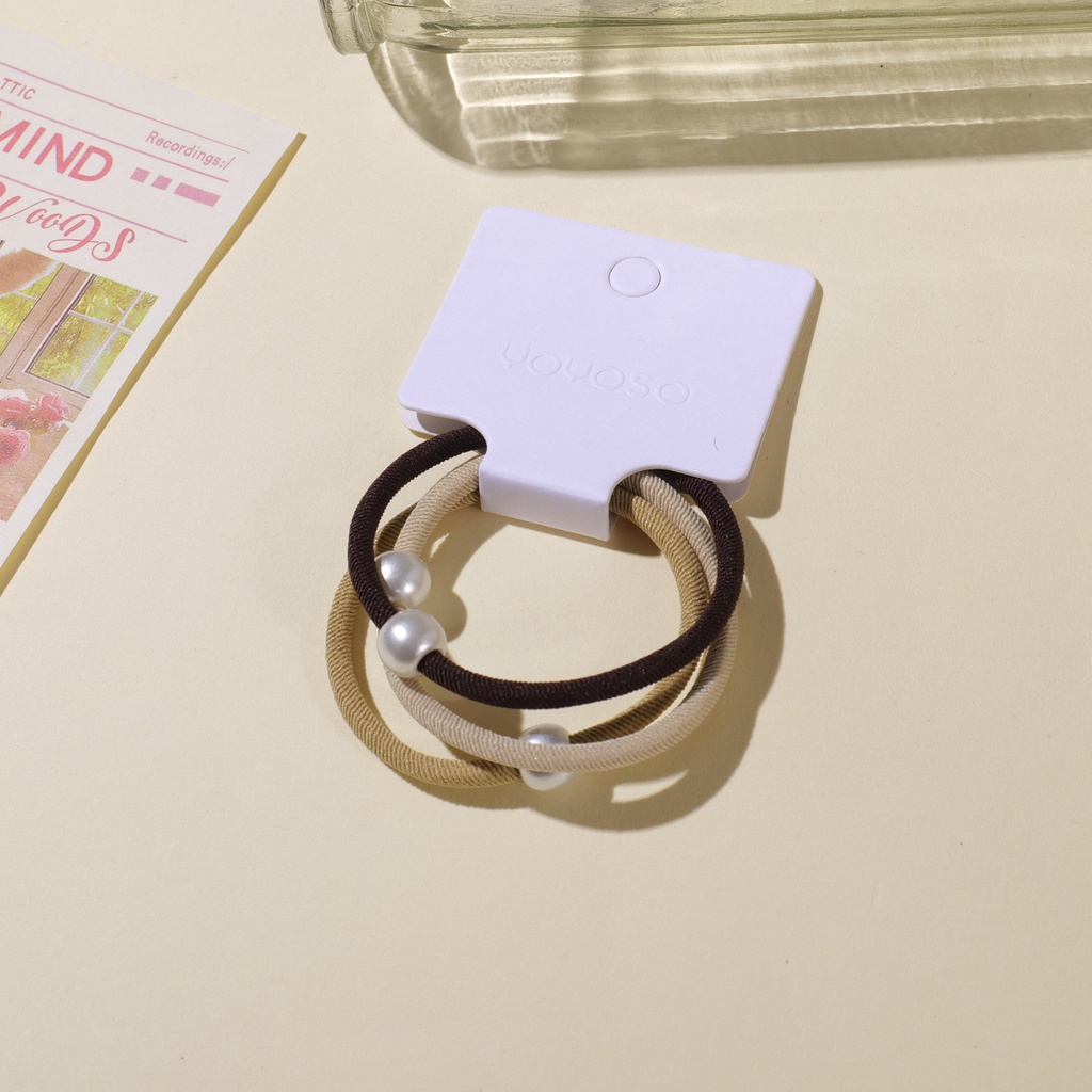 Ribbed Bead Hair Ties-3pcs