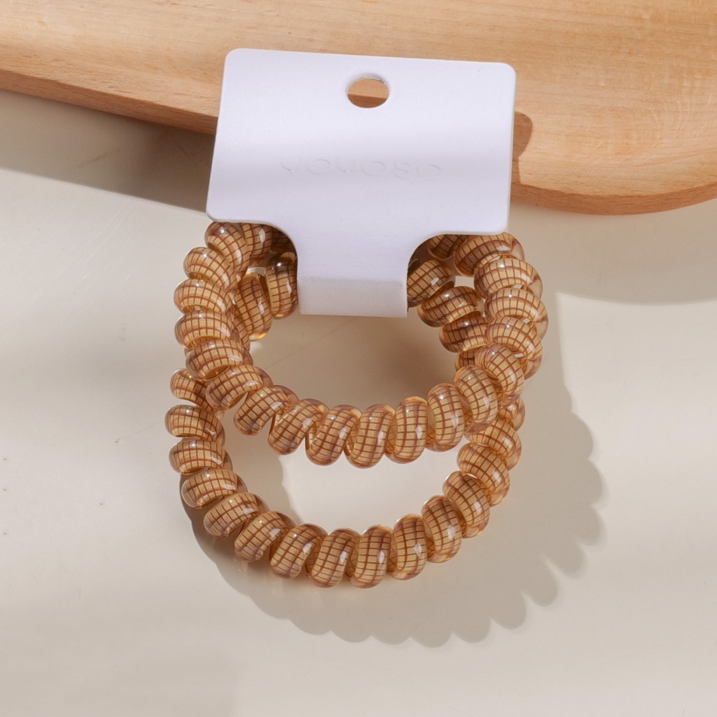 Striped Coffee Spiral Hair Ties – 2pcs