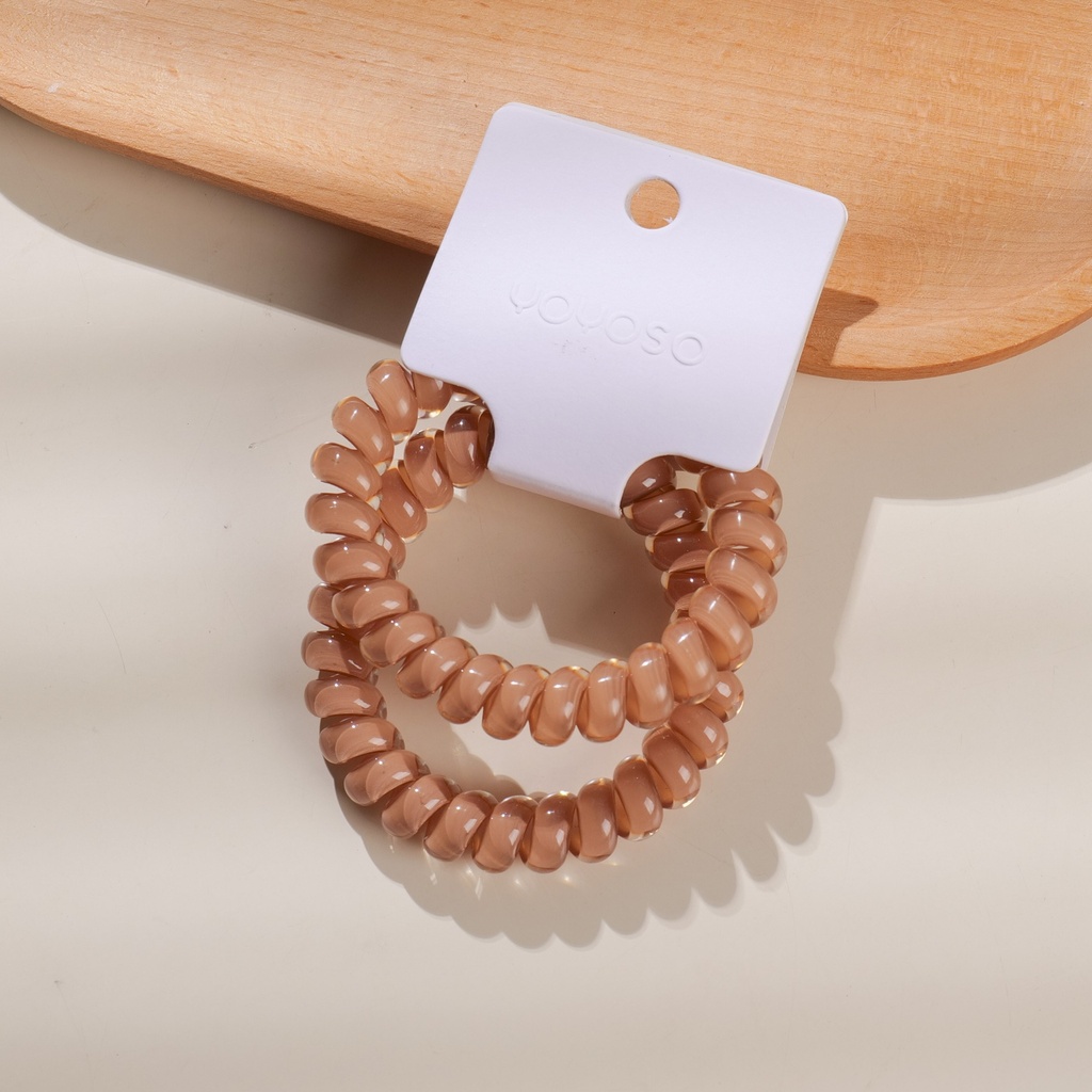 Pink-Gray Spiral Hair Ties – 2pcs