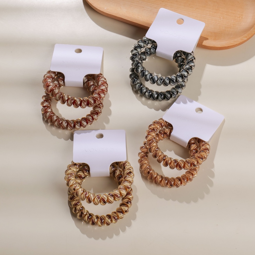 Plaid Coffee Spiral Hair Ties – 2pcs
