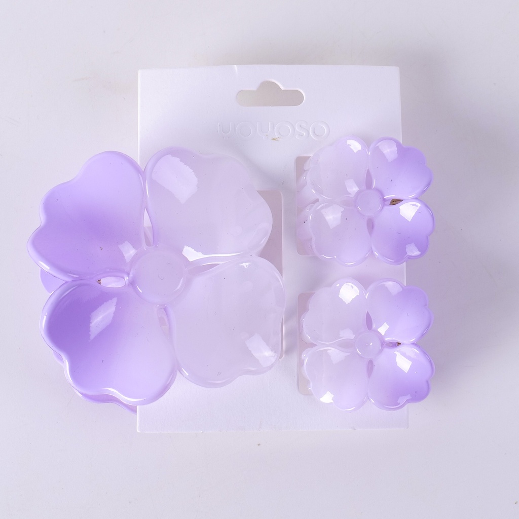 Plumeria Claw Clip 3-Piece Set – Purple