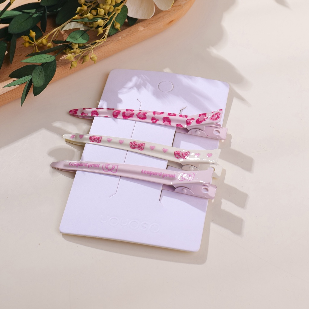Pink Leopard Series – No-Crease Hair Clips – 3pcs