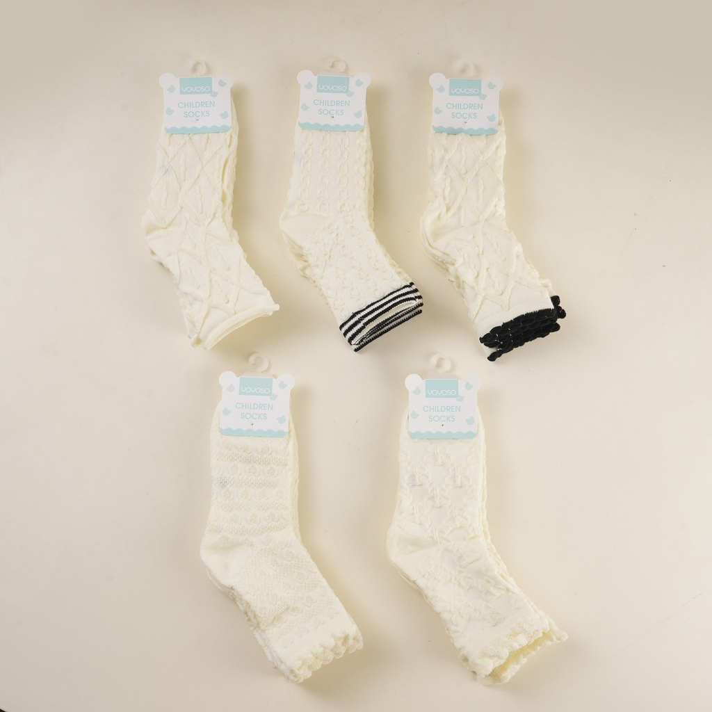 Solid Color Embossed Kids' Mid-Calf Socks XL (3 pairs)
