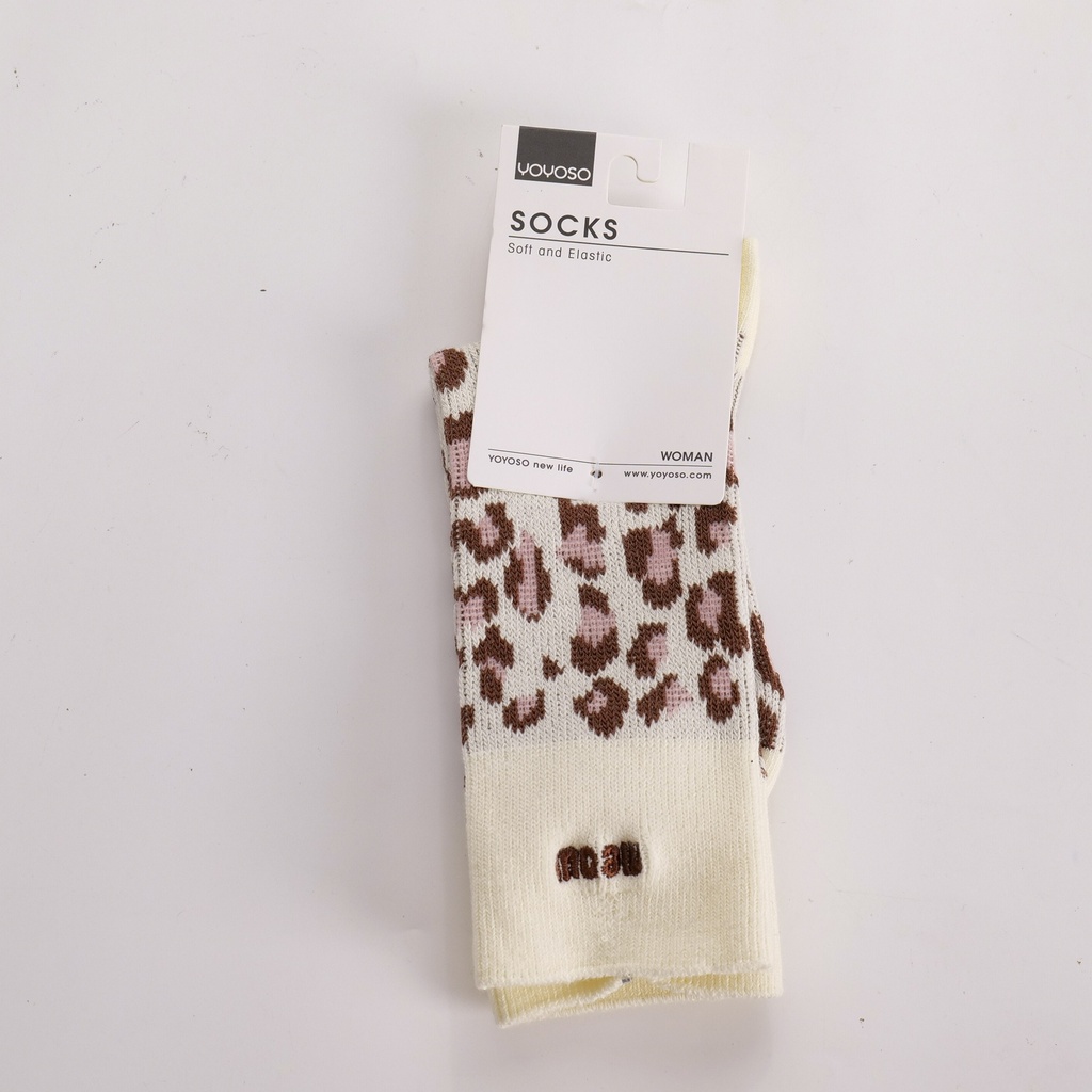 Leopard Colorblock Women's Mid-Calf Socks – Pink
