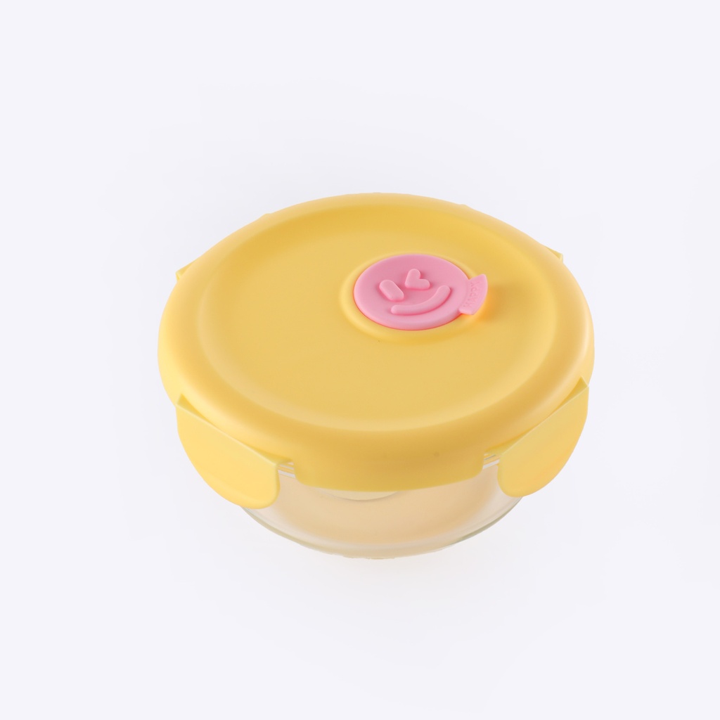 Small Round Glass Food Storage Bowl 380ml - Yellow