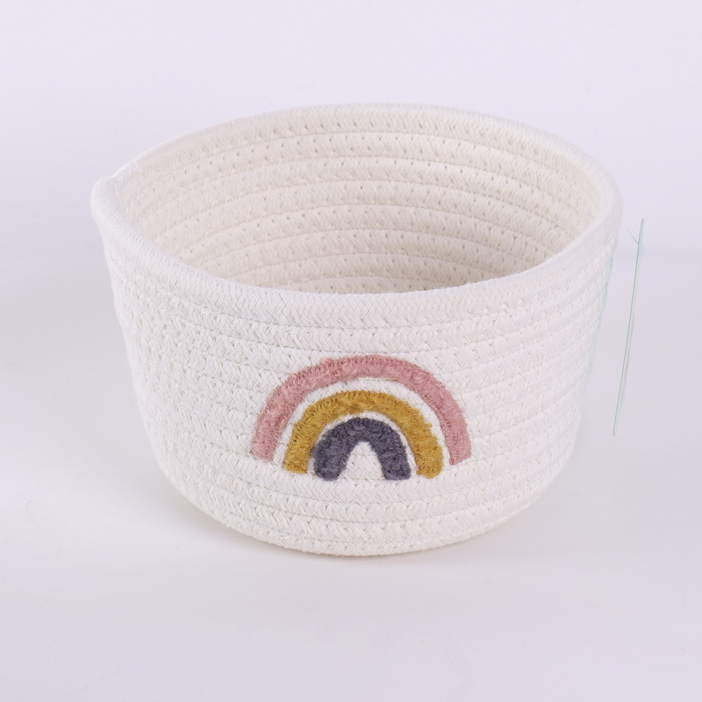 Rainbow Pattern Cotton Rope Basket – Small