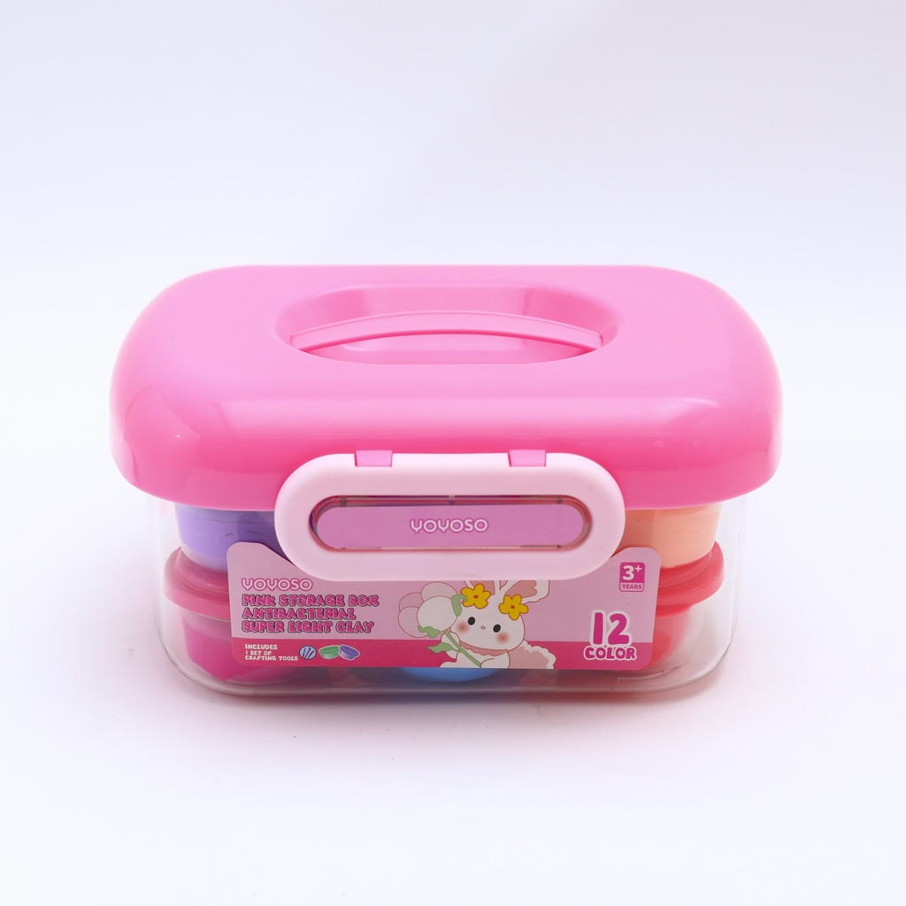 Pink Storage Box 12-Color Antibacterial Super Light Clay